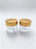 New design Clear Glass Cosmetic Jars with Gold Caps 30g 50g