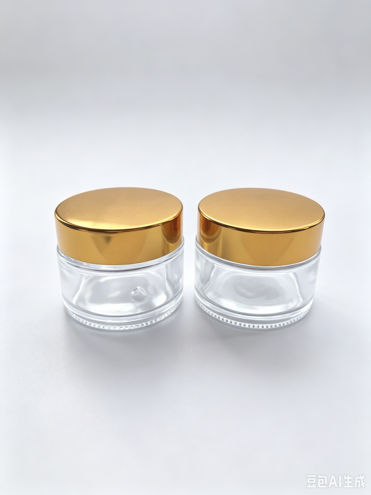 New design Clear Glass Cosmetic Jars with Gold Caps 30g 50g