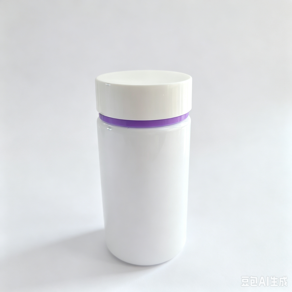 Empty PET Medicine Pill Bottle White With Purple Ring Cap Wholesale