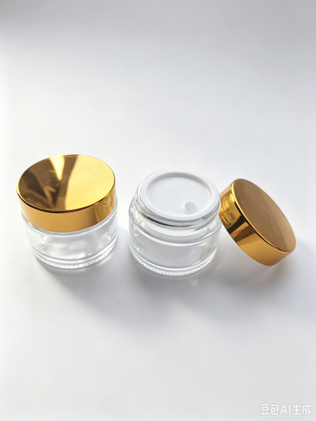 New design Clear Glass Cosmetic Jars with Gold Caps 30g 50g